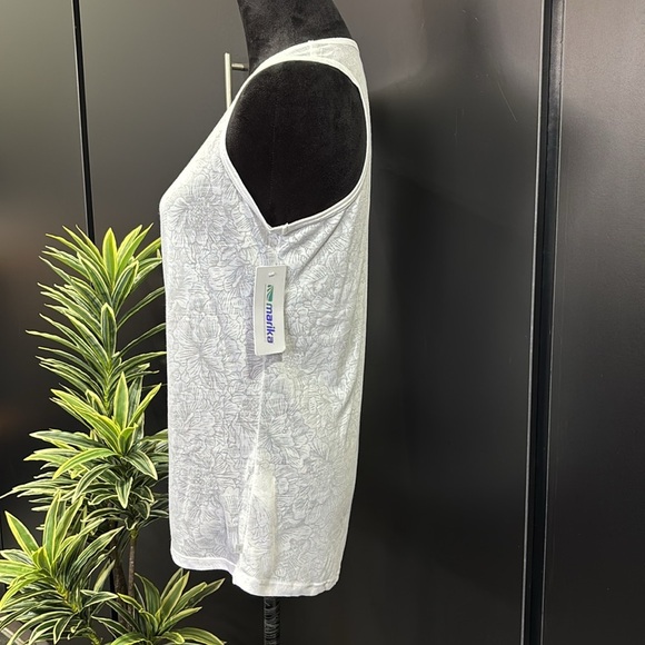 Marika Sheer White floral, sleeveless,scoop neck,soft comfy, athletic-casual - Picture 3 of 9